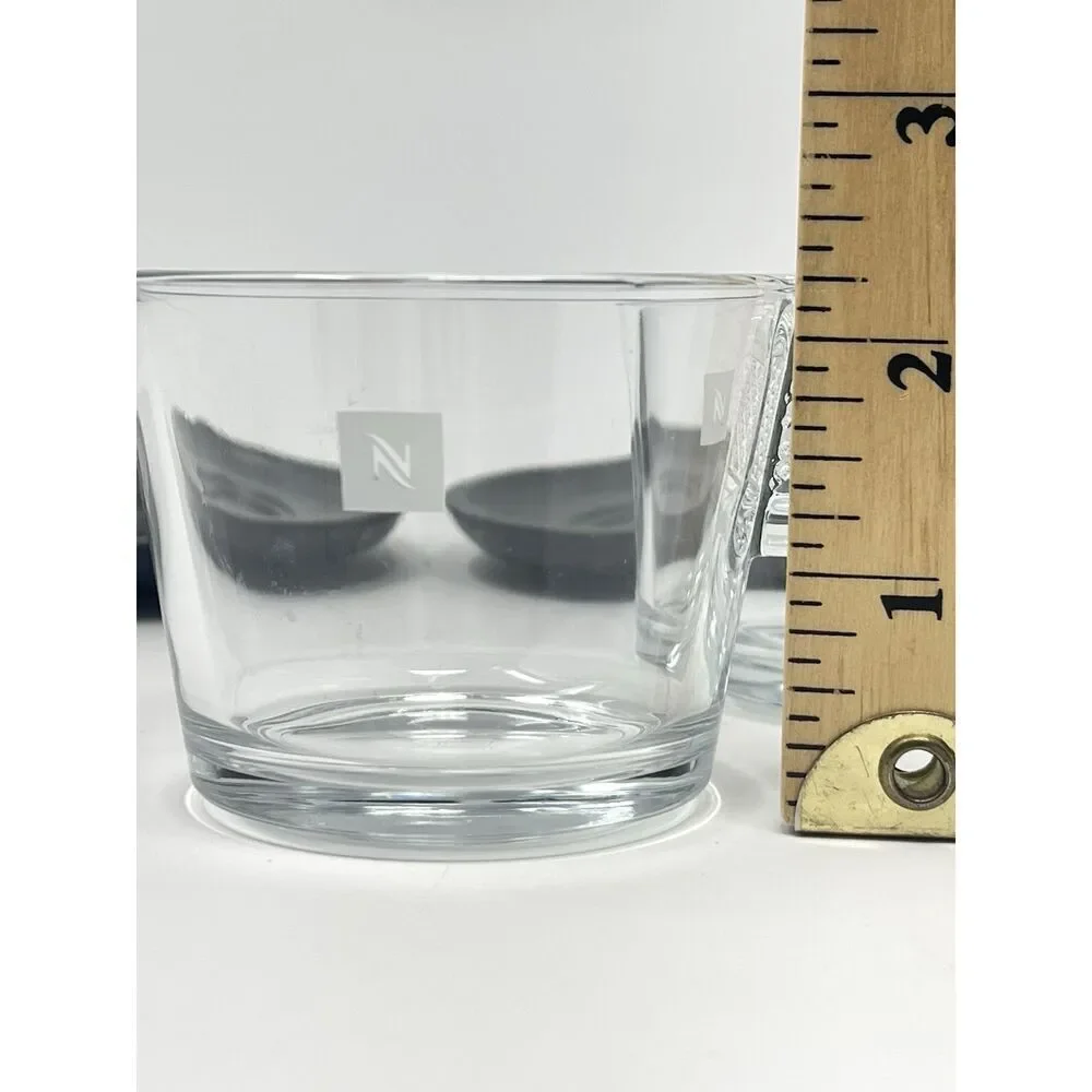 Nespresso View Lungo Glass Espresso Demitasse Cups Melamine Saucers Set Of 2
